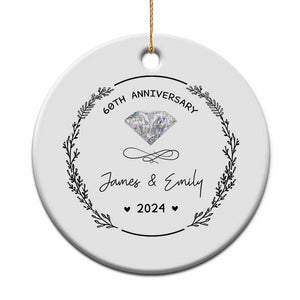 Personalised 60th Wedding Anniversary Christmas Ornament Custom Name Diamond 60 Years of Marriage TS10 Print Your Wear