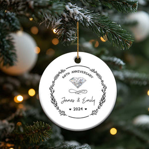 Personalised 60th Wedding Anniversary Christmas Ornament Custom Name Diamond 60 Years of Marriage TS10 Print Your Wear