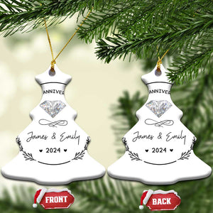 Personalised 60th Wedding Anniversary Christmas Ornament Custom Name Diamond 60 Years of Marriage TS10 Christmas Tree White Print Your Wear