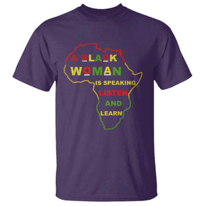 Black Pride T Shirt A Black Woman Is Speaking Listen And Learn Africa Map TS10 Purple Print Your Wear