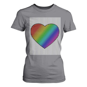 LGBT Pride T Shirt For Women LGBTQ Support Retro Valentines Rainbow Heart TS10 Charcoal Print Your Wear