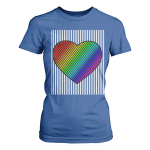 LGBT Pride T Shirt For Women LGBTQ Support Retro Valentines Rainbow Heart TS10 Royal Blue Print Your Wear