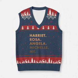 Harriet Rosa Angela Michelle Me V-Neck Knit Sweater Vest Black History Month Feminist Women Leaders TS10 Navy Red Print Your Wear