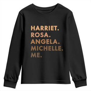 Harriet Rosa Angela Michelle Me Youth Sweatshirt Black History Month Feminist Women Leaders TS10 Black Print Your Wear