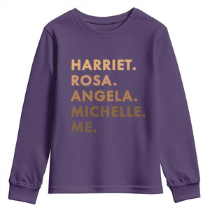 Harriet Rosa Angela Michelle Me Youth Sweatshirt Black History Month Feminist Women Leaders TS10 Purple Print Your Wear
