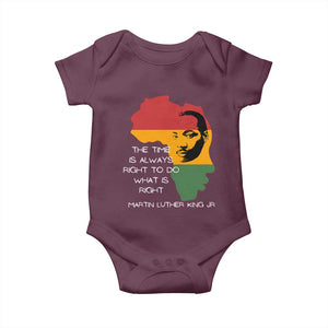 Martin Luther King Jr. Baby Onesie The Time Is Always Right To Do What Is Right MLK African Map TS10 Maroon Print Your Wear