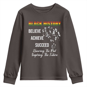 Honoring Past Inspiring Future Black History Month Youth Sweatshirt TS10 Dark Chocolate Print Your Wear