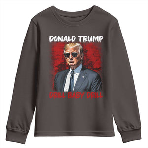 Trump Liberation Day Youth Sweatshirt Drill Baby Drill Oilrig Oilfield TS10 Dark Chocolate Print Your Wear