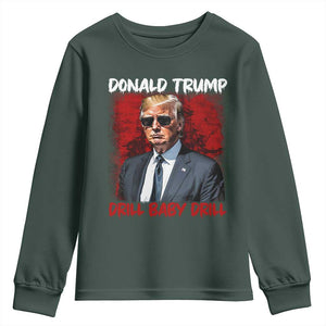 Trump Liberation Day Youth Sweatshirt Drill Baby Drill Oilrig Oilfield TS10 Dark Forest Green Print Your Wear