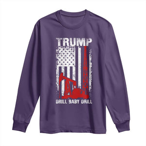 Trump Liberation Day Long Sleeve Shirt Drill Baby Drill Oilrig Oilfield American Flag Patriotic TS10 Purple Print Your Wear