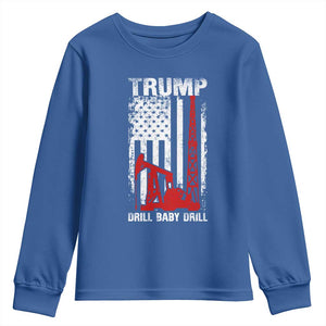 Trump Liberation Day Youth Sweatshirt Drill Baby Drill Oilrig Oilfield American Flag Patriotic TS10 Royal Blue Print Your Wear