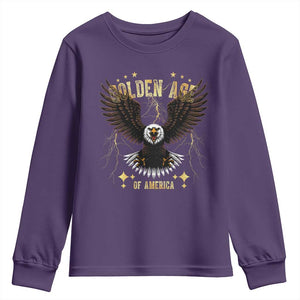 President Donald Trump Inauguration Day Youth Sweatshirt Golden Age Of America USA Eagle TS10 Purple Print Your Wear