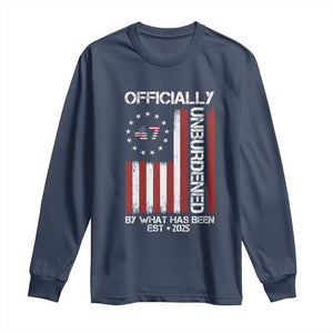 President Donald Trump Long Sleeve Shirt Officially Unburdened By What Has Been 2025 47Th Usa Flag TS10 Navy Print Your Wear