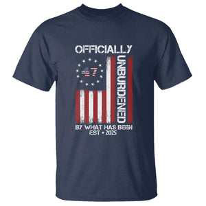 President Donald Trump T Shirt Officially Unburdened By What Has Been 2025 47Th Usa Flag TS10 Navy Print Your Wear