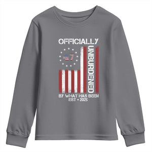 President Donald Trump Youth Sweatshirt Officially Unburdened By What Has Been 2025 47Th Usa Flag TS10 Charcoal Print Your Wear