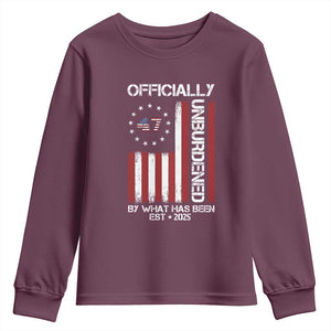 President Donald Trump Youth Sweatshirt Officially Unburdened By What Has Been 2025 47Th Usa Flag TS10 Maroon Print Your Wear