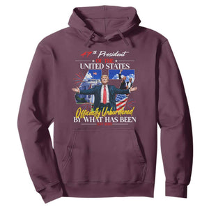 President Donald Trump Hoodie Officially Unburdened By What Has Been 2025 47Th American Flag TS10 Maroon Print Your Wear
