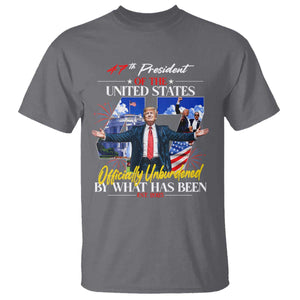 President Donald Trump T Shirt Officially Unburdened By What Has Been 2025 47Th American Flag TS10 Charcoal Print Your Wear