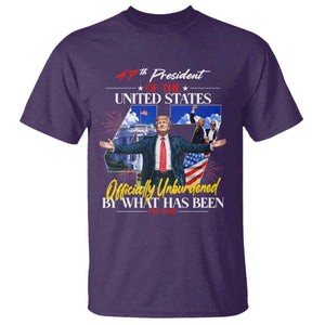 President Donald Trump T Shirt Officially Unburdened By What Has Been 2025 47Th American Flag TS10 Purple Print Your Wear