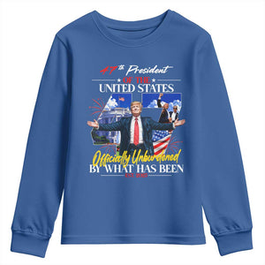 President Donald Trump Youth Sweatshirt Officially Unburdened By What Has Been 2025 47Th American Flag TS10 Royal Blue Print Your Wear