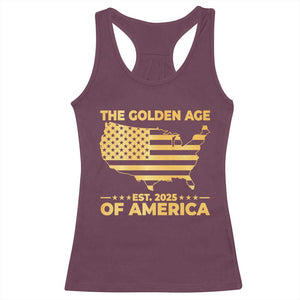 Trump 2025 Racerback Tank Top The Golden Age Of America TS10 Maroon Print Your Wear