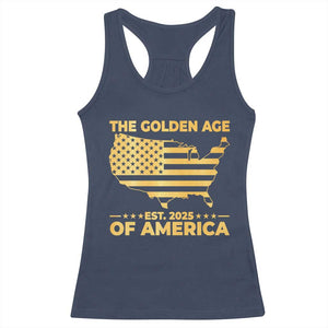 Trump 2025 Racerback Tank Top The Golden Age Of America TS10 Navy Print Your Wear