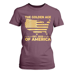 Trump 2025 T Shirt For Women The Golden Age Of America TS10 Maroon Print Your Wear