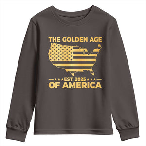 Trump 2025 Youth Sweatshirt The Golden Age Of America TS10 Dark Chocolate Print Your Wear