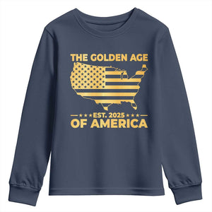 Trump 2025 Youth Sweatshirt The Golden Age Of America TS10 Navy Print Your Wear