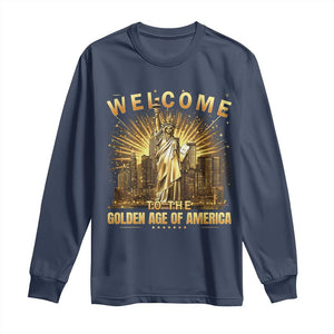 America's Golden Age Statue Of Liberty Long Sleeve Shirt TS10 Navy Print Your Wear