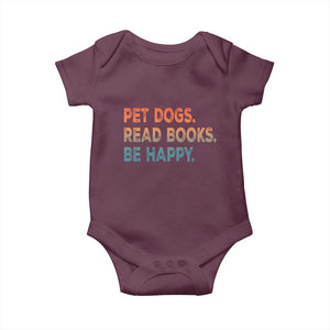 Dog Book Lovers Baby Onesie Retro Pet Dogs Read Books Be Happy TS10 Maroon Print Your Wear