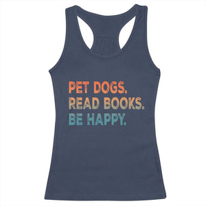 Dog Book Lovers Racerback Tank Top Retro Pet Dogs Read Books Be Happy TS10 Navy Print Your Wear