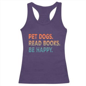Dog Book Lovers Racerback Tank Top Retro Pet Dogs Read Books Be Happy TS10 Purple Print Your Wear