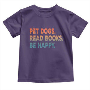 Dog Book Lovers Toddler T Shirt Retro Pet Dogs Read Books Be Happy TS10 Purple Print Your Wear