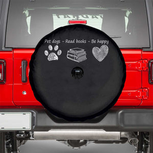 Funny Dog Book Lovers Spare Tire Cover Pet Dogs Read Books Be Happy TS10 Black Print Your Wear