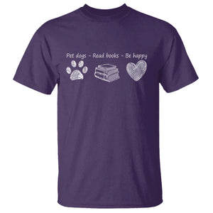 Funny Dog Book Lovers T Shirt Pet Dogs Read Books Be Happy TS10 Purple Print Your Wear