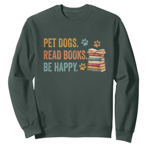 Retro Dog Book Lovers Sweatshirt Bookish Dog Mom Gift TS10 Dark Forest Green Print Your Wear