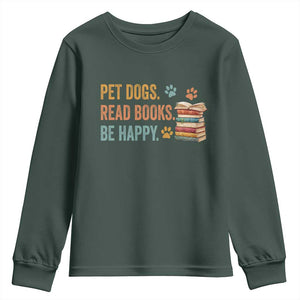 Retro Dog Book Lovers Youth Sweatshirt Bookish Dog Mom Gift TS10 Dark Forest Green Print Your Wear