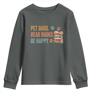 Retro Dog Book Lovers Youth Sweatshirt Bookish Dog Mom Gift TS10 Dark Heather Print Your Wear