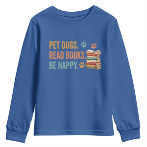 Retro Dog Book Lovers Youth Sweatshirt Bookish Dog Mom Gift TS10 Royal Blue Print Your Wear