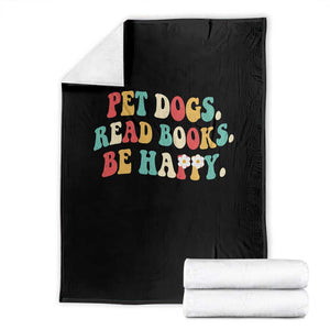 Dog Book Lover Throw Blanket Retro Groovy Flower Bookish Dog Mom Gift TS10 Black Print Your Wear