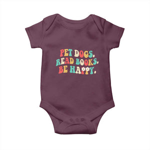 Dog Book Lover Baby Onesie Retro Groovy Flower Bookish Dog Mom Gift TS10 Maroon Print Your Wear