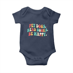 Dog Book Lover Baby Onesie Retro Groovy Flower Bookish Dog Mom Gift TS10 Navy Print Your Wear