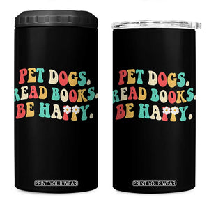 Dog Book Lover 4 in 1 Can Cooler Tumbler Retro Groovy Flower Bookish Dog Mom Gift TS10 One Size: 16 oz Black Print Your Wear