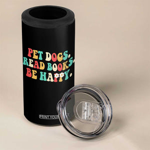 Dog Book Lover 4 in 1 Can Cooler Tumbler Retro Groovy Flower Bookish Dog Mom Gift TS10 Print Your Wear