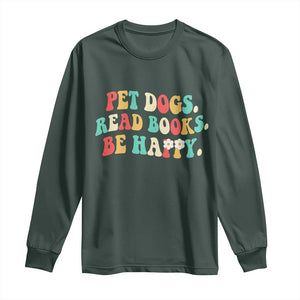 Dog Book Lover Long Sleeve Shirt Retro Groovy Flower Bookish Dog Mom Gift TS10 Dark Forest Green Print Your Wear