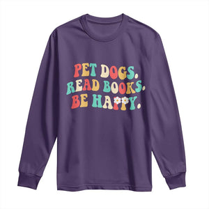 Dog Book Lover Long Sleeve Shirt Retro Groovy Flower Bookish Dog Mom Gift TS10 Purple Print Your Wear