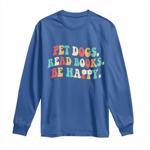 Dog Book Lover Long Sleeve Shirt Retro Groovy Flower Bookish Dog Mom Gift TS10 Royal Blue Print Your Wear