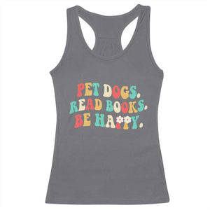 Dog Book Lover Racerback Tank Top Retro Groovy Flower Bookish Dog Mom Gift TS10 Charcoal Print Your Wear