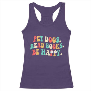 Dog Book Lover Racerback Tank Top Retro Groovy Flower Bookish Dog Mom Gift TS10 Purple Print Your Wear